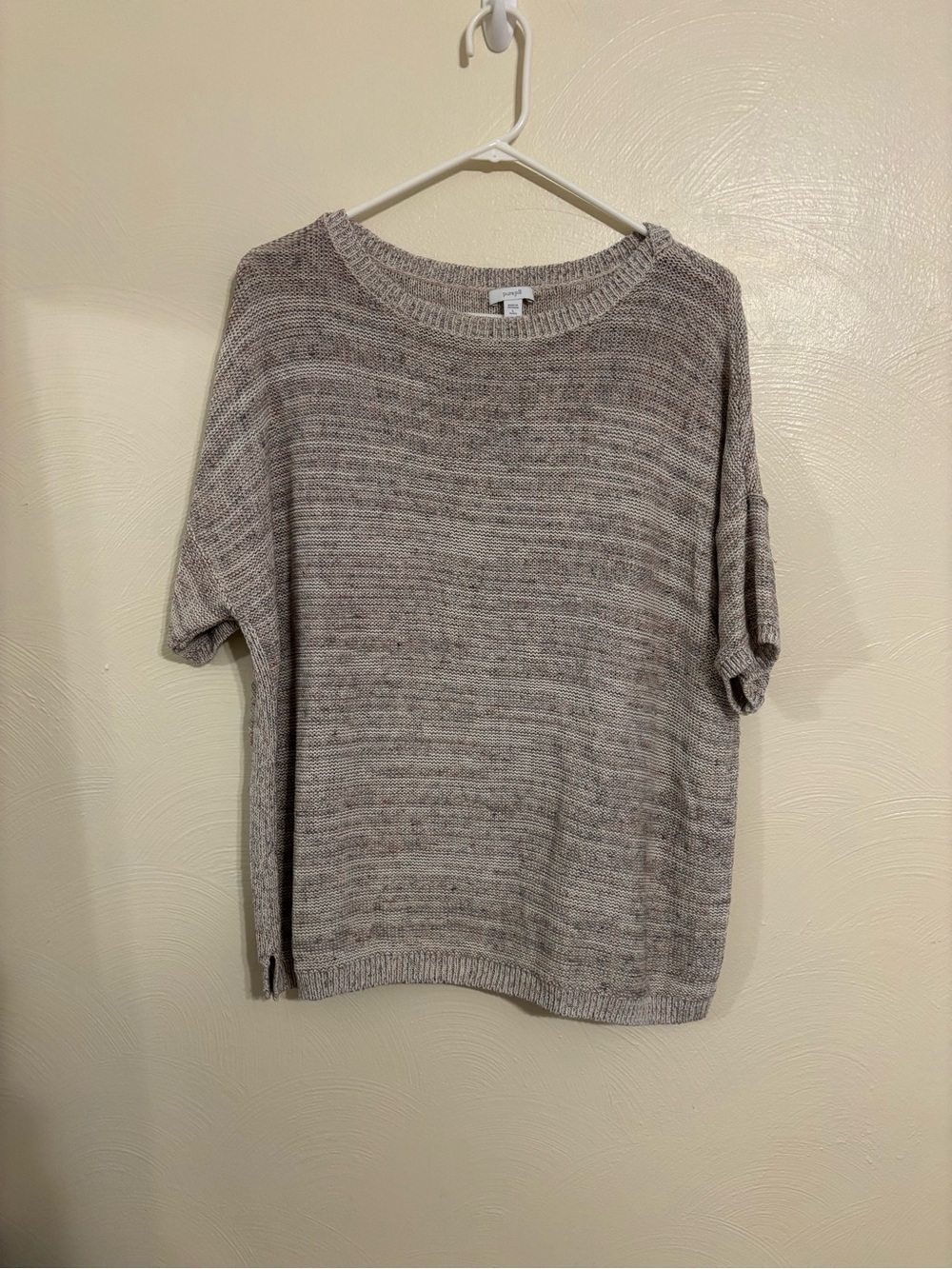 Pure Jill J.Jill Petite L Short Sleeve Linen Blend Knit Sweater Neutral